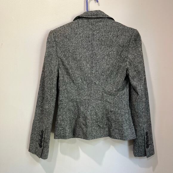 Express Gray Wool Blend Blazer Career Y2K Cropped Jacket Size 4 - Picture 2 of 7